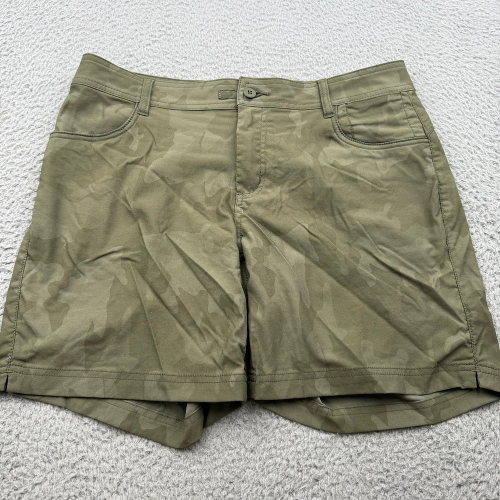 Prana Shorts Mens 34 Green Camo Standard Fit Hiking Outdoor Fishing Casual